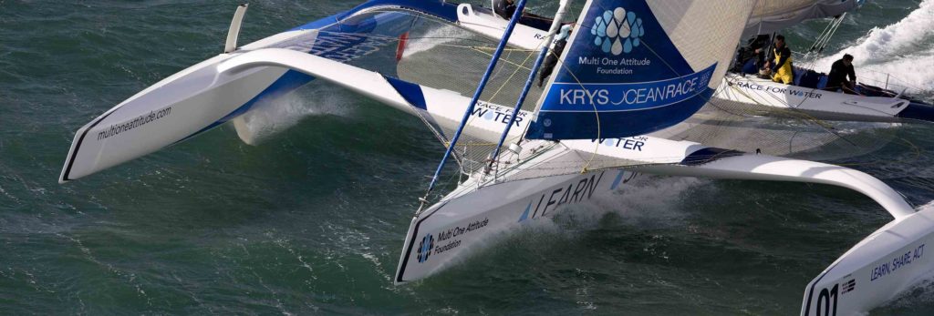 trimaran in rough seas