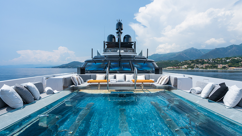 superyacht with pool