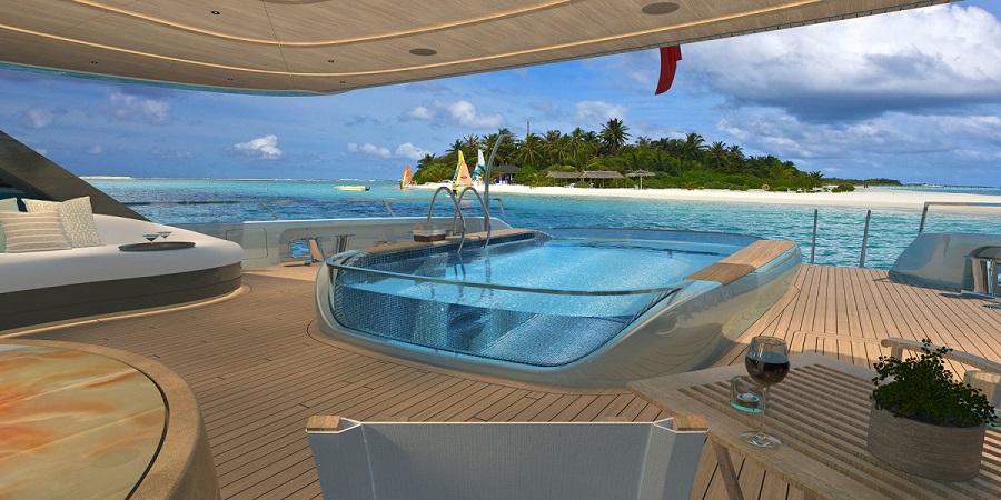 superyacht with pool