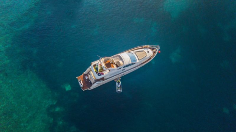 motoryacht aerial view